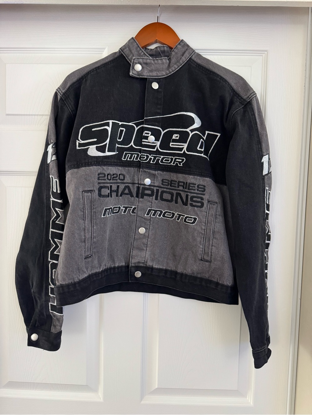 boohooMAN Moto Speed Performance Denim Racing Jacket